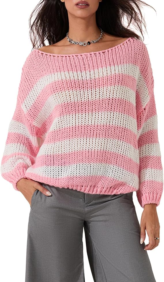 Vintage Inspired Oversized Striped Cozy Sweater