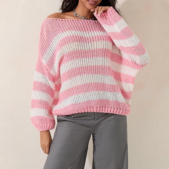 Vintage Inspired Oversized Striped Cozy Sweater