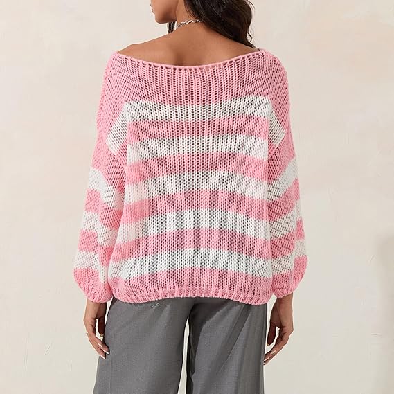 Vintage Inspired Oversized Striped Cozy Sweater